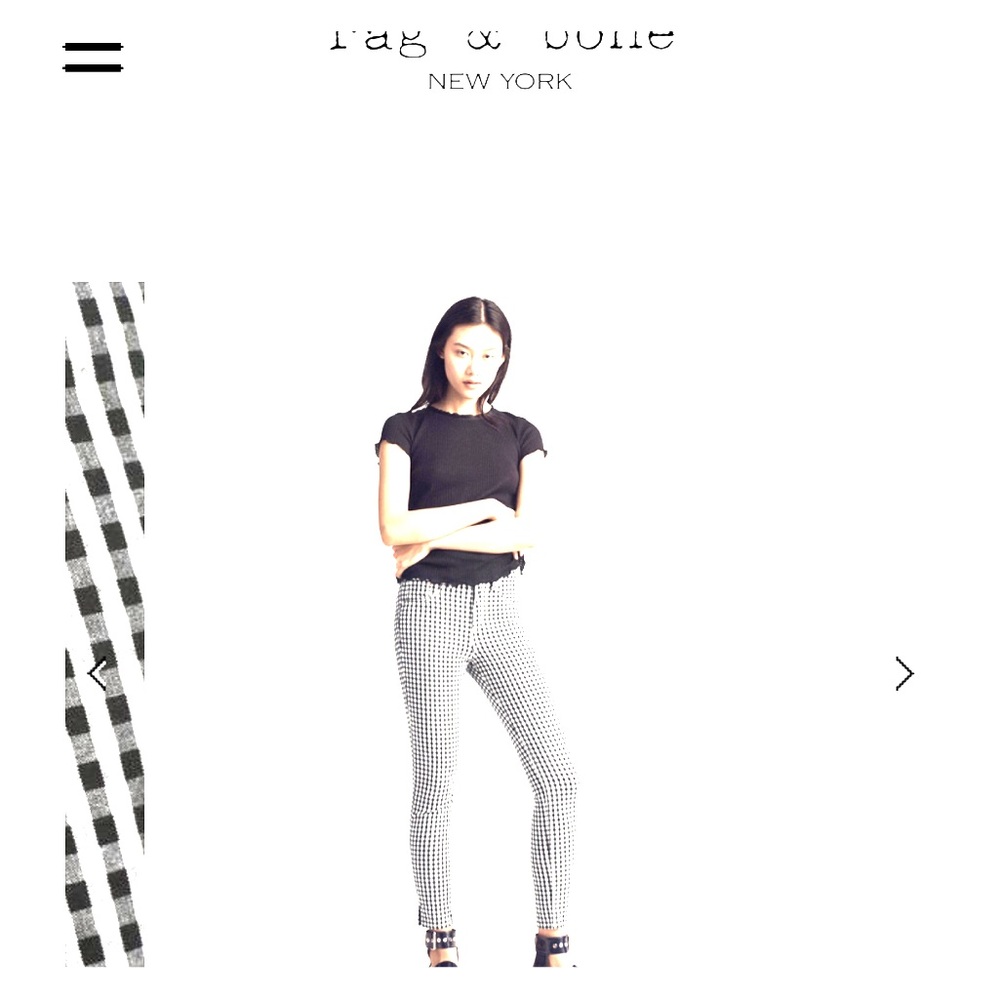 Rag & Bone 10 in capri B&W gingham sz25 sz2